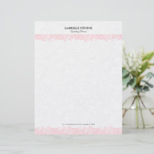 Elegant pink And White FlorPaisley Lace Custom Letterhead