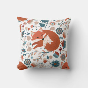 Elegant Pink and White Foliage on Black Background Cushion