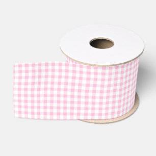 Elegant Pink and White Gingham Pattern  Grosgrain Ribbon