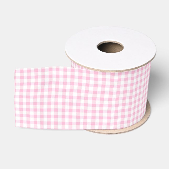Elegant Pink and White Gingham Pattern  Grosgrain Ribbon (Spool)