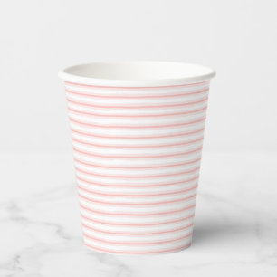 Elegant Pink and White Horizontal Stripes Pattern Paper Cups