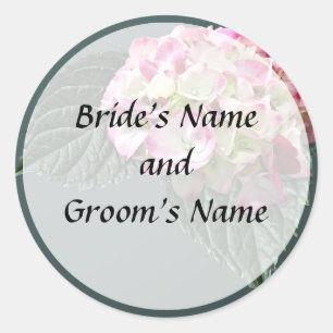Elegant Pink and White Hydrangea Save the Date Classic Round Sticker