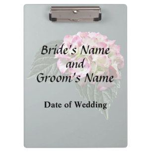 Elegant Pink and White Hydrangea Wedding Products Clipboard