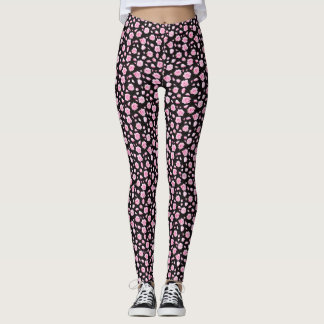 Elegant Pink and White Roses Leggings