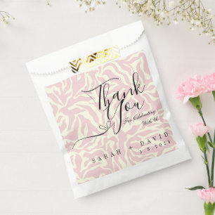 Elegant Pink and White Zebra Pattern Wedding Favour Bags