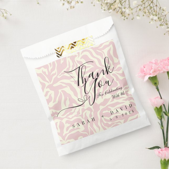 Elegant Pink and White Zebra Pattern Wedding  Favour Bags (Sealed)