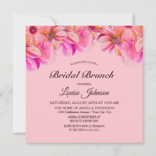 Elegant Pink and Yellow Floral Bridal Brunch Invitation