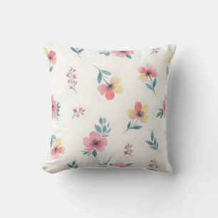 Elegant Pink and Yellow Garden Bloom Accent Cushion