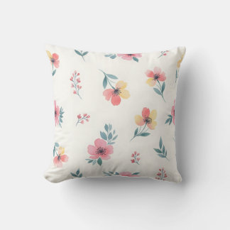 Elegant Pink and Yellow Garden Bloom Accent Cushion