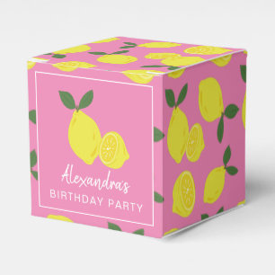 Elegant Pink and Yellow Lemon Party Favour Box