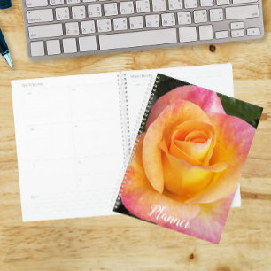 Elegant Pink and Yellow Rose Floral Calendar Planner