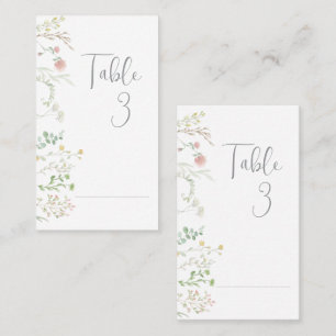 Elegant Pink and Yellow Watercolor Wildflower Place Card