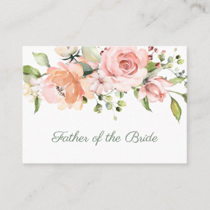 Elegant pink apricot roses Father of the Bride Place Card