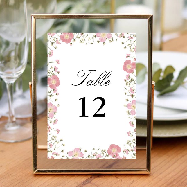 Elegant Pink Autumn Floral Watercolor Wedding Table Number (Creator Uploaded)