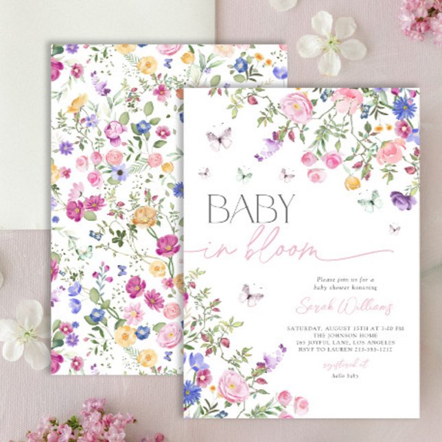 Elegant Pink Baby In Bloom Girl Baby Shower Invitation (Creator Uploaded)