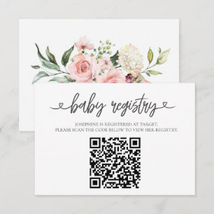 Elegant Pink  Baby Registry QR Code Insert Card