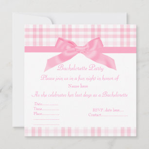 ELEGANT PINK BACHELORETTE INVITATION tartan