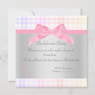 ELEGANT PINK BACHELORETTE INVITATION tartan new