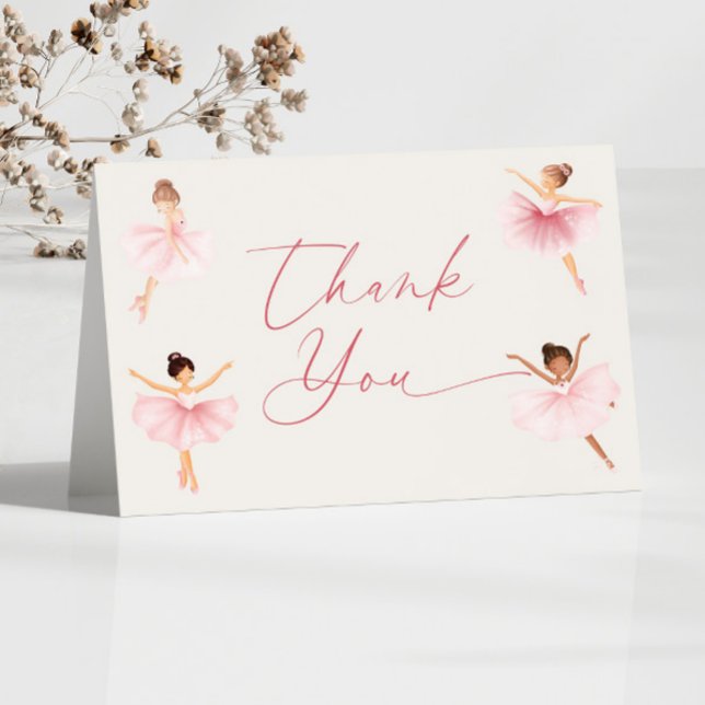 Elegant Pink Ballerina Ballet Baby Shower Thank You Card (Creator Uploaded)