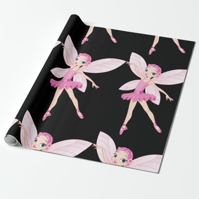 Elegant Pink Ballerina Fairy For Dance Lovers  Wrapping Paper (Unrolled)