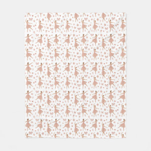 Elegant Pink Ballerina Pattern Fleece Blanket