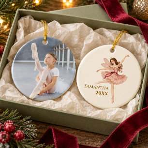 Elegant Pink Ballerina Personalised Photo Ornament