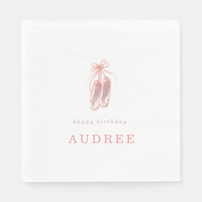 Elegant Pink Ballerina Shoes Birthday Party Napkin (Front)