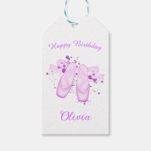 Elegant Pink Ballet Birthday Pointe Shoes Gift Tags