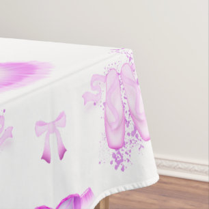 Elegant Pink Ballet Birthday Tutu & Pointe Shoes Tablecloth