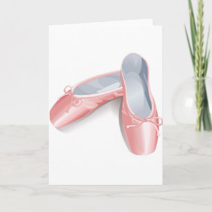 Elegant Pink Ballet Flats Cute Girly Dance Shoes Card