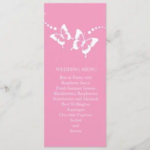Elegant Pink Beauty Butterfly Wedding Menu