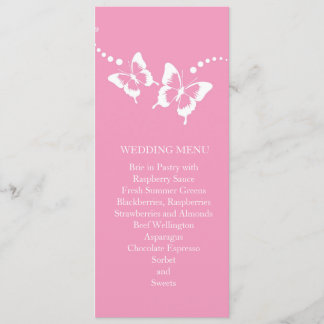Elegant Pink Beauty Butterfly Wedding Menu