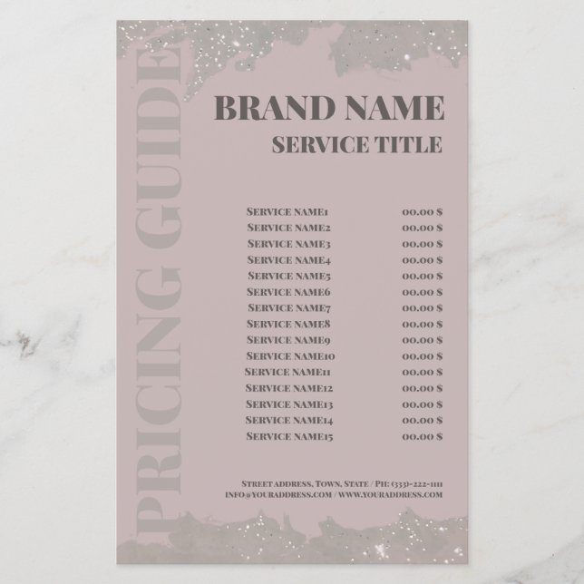 Elegant Pink Beauty Salon Price List Flyer (Front)