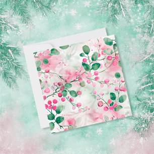 Elegant Pink Berries Floral Holiday Art Card