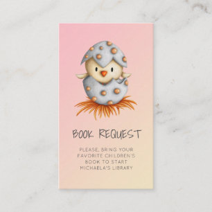 Elegant Pink Bird Nest Baby Shower Book Request Enclosure Card