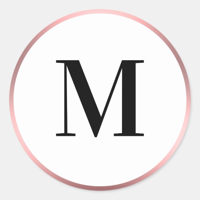 Elegant Pink Black and White Monogram Template Classic Round Sticker (Front)