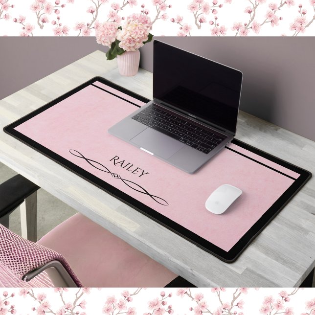 Elegant Pink Black Minimalist Executive Desk Mat (Bring a touch of minimalist luxury to your workspace with this beautiful accessory!)