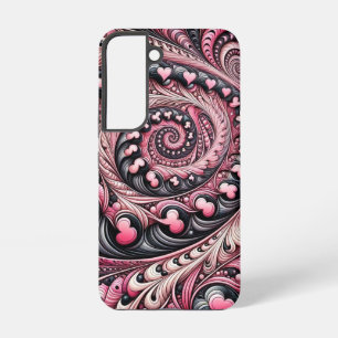 Elegant Pink & Black Paisley Swirl Phone Case