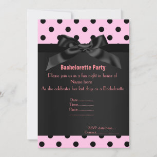 ELEGANT PINK BLACK SPOT BACHELORETTE INVITATION