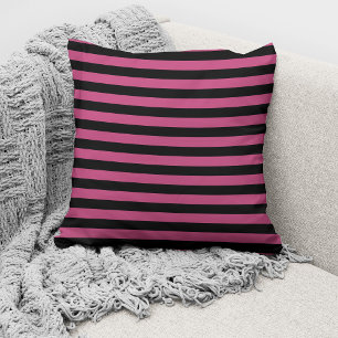 Elegant Pink Black Striped Pattern Cushion