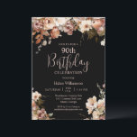 Elegant Pink Black Watercolor Floral 90th Birthday Invitation<br><div class="desc">Elegant Pink Black Watercolor Floral 90th Birthday Invitation
This elegant 90th surprise birthday party invitation is perfect for your special event! This design features beautiful pink watercolor flowers on a black background. The custom typography is trendy and elegant!</div>