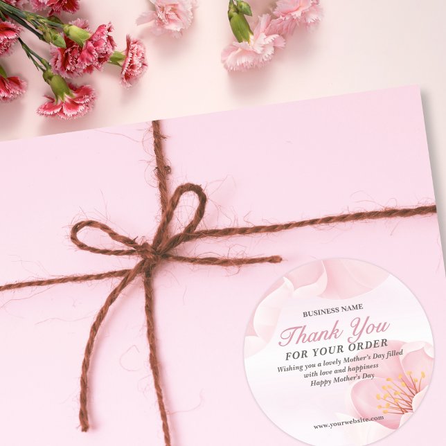 Elegant Pink Blooming Floral Mother's Day  Classic Round Sticker (Creator Uploaded)