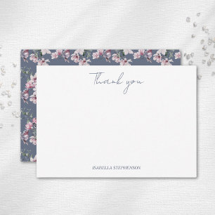 Elegant Pink Blossom Floral Thank You Card