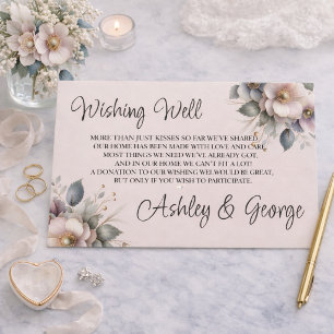 Elegant pink, blue, and cream floral wedding enclosure card