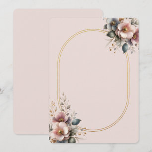 Elegant pink, blue, and cream floral wedding invitation