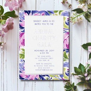 Elegant Pink Blue Floral Charity Event Gala Party