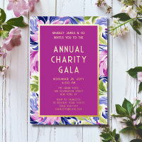 Elegant Pink Blue Floral Charity Event Gala Party