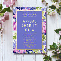 Elegant Pink Blue Floral Charity Event Gala Party