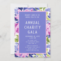 Elegant Pink Blue Floral Charity Event Gala Party