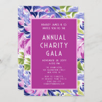 Elegant Pink Blue Floral Charity Event Gala Party